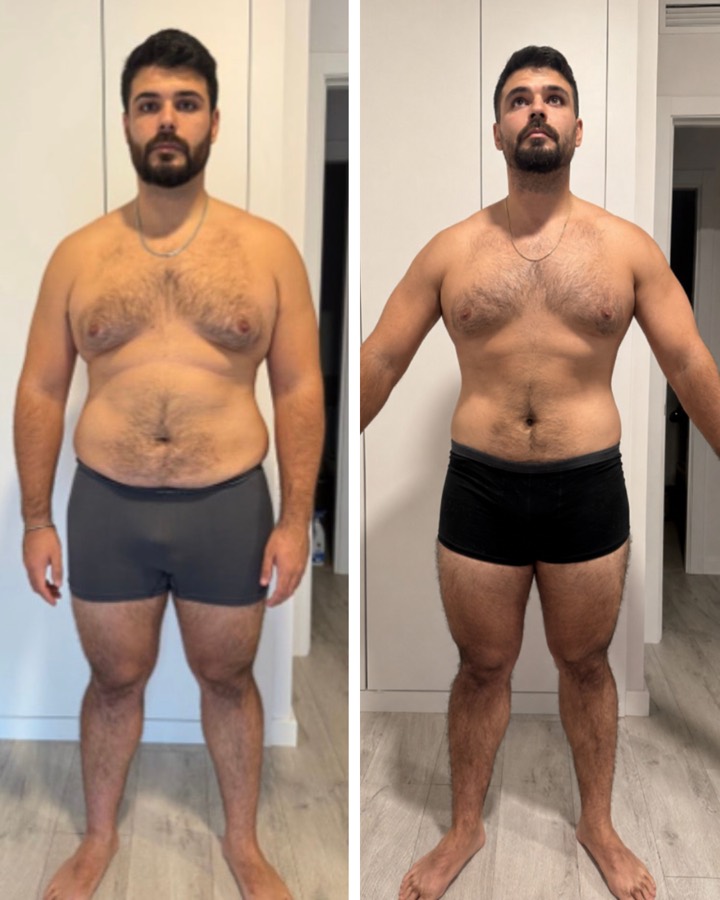 Cambio físico de Alejandro: −20 kg en 6 meses